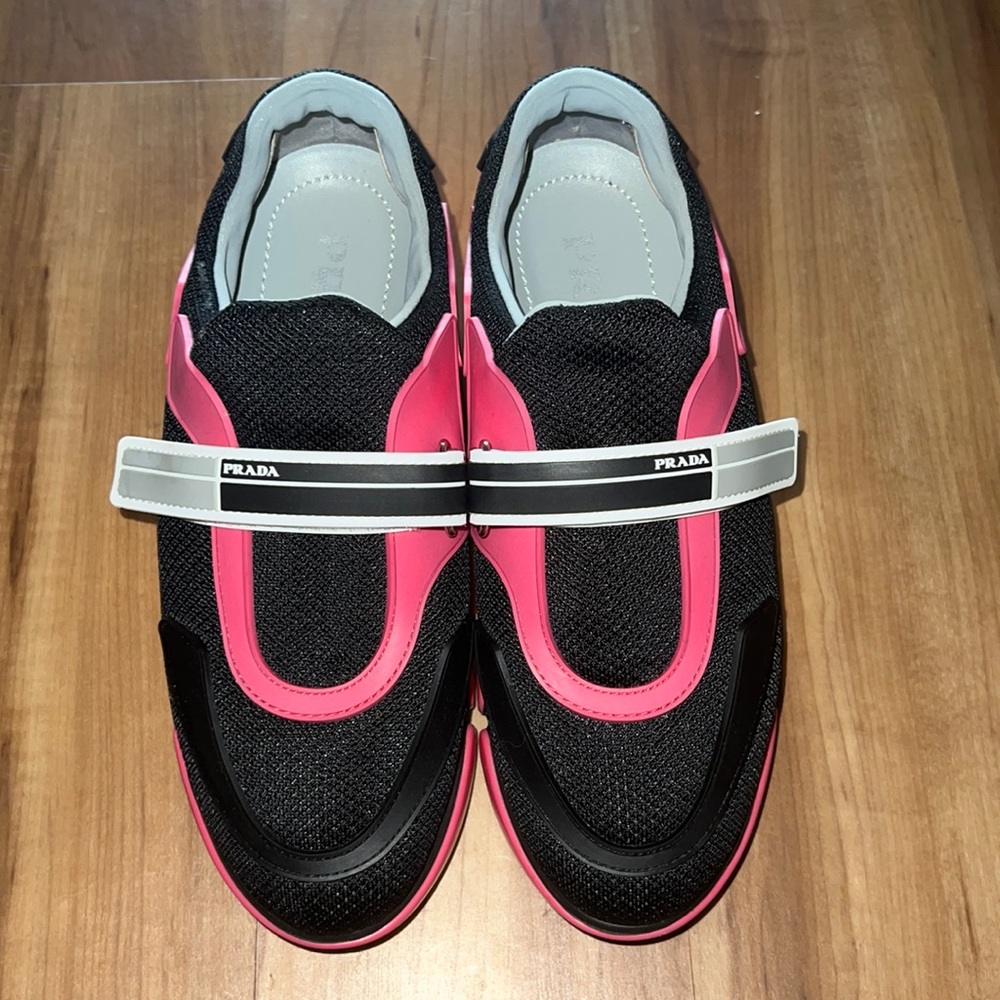 Prada Colorblock Pattern Leather Trim Embellishment Athletic Sneakers